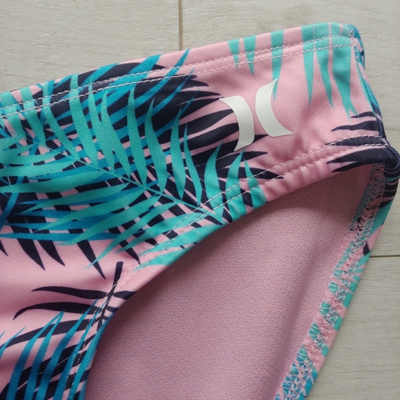HURLEY NEW girls Pink Palms Rashguard Bikini Set - Picture 7 of 12
